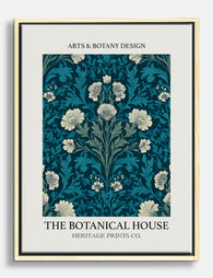 Morris Teal Botanical Canvas Print Oak