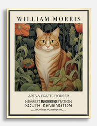William Morris Botanical Cat Canvas Print Oak