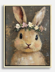 Blossom Bunny Portrait Canvas Print Oak