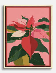 Bold Poinsettia Bloom Canvas Print Oak