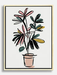 Playful Botanical Lines Canvas Print - Oak