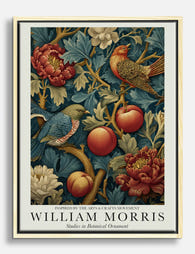 William Morris Botanical Birds Canvas Print - Oak