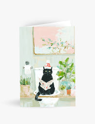 Black Cat on Toilet Holiday Greeting - Funny Cat Christmas Card