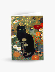 Black Cat In A Garden, Gustav Klimt Card