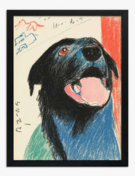 Playful Black Lab Portrait Art Print Black