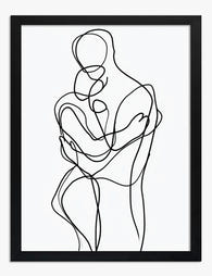 Embrace in Line Art Print Black