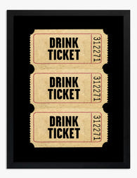 Retro Drink Ticket Trio Art Print - Black