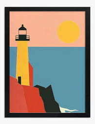 Coastal Sunrise Charm Art Print - Black