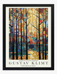 Klimt Golden Forest Art Print - Black