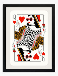 Chic Queen of Hearts Art Print - Black