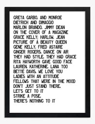 Iconic Vogue Lyrics Art Print - Black