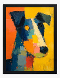 Colorblock Whimsy Pup Art Print - Black