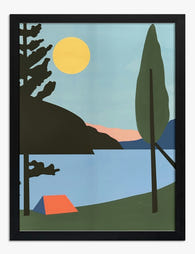 Serene Lakeside Escape Art Print - Black