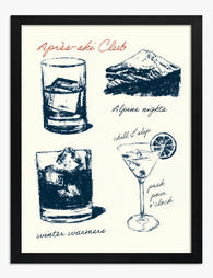 Après Ski Club Sketch Art Print Black