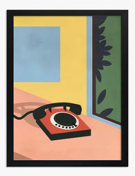Retro Vibe Telephone Art Print - Black
