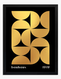 Bauhaus Gold Foil Geometry Art Print Black