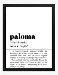 Paloma Cocktail Definition Art Print Black