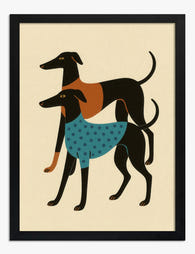 Whimsical Whippets Art Print Black