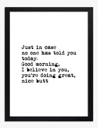 Morning Affirmation Quote Art Print - Black