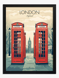 London Icon Red Booths Art Print - Black