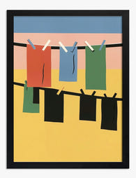 Colorful Clothesline Art Print - Black