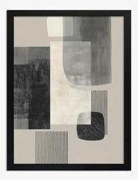 Urban Monochrome Geometry Art Print - Black