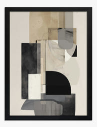 Urban Neutral Geometry Art Print - Black
