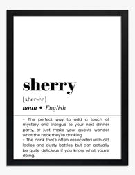 Sherry Bar Dictionary Print Art Print - Black