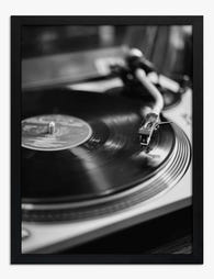 Retro Turntable Vibes Art Print - Black