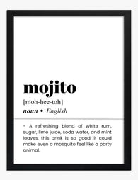 Mojito Definition Typography Art Print Black