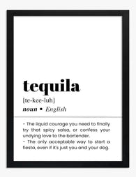 Tequila Definition Typography Art Print - Black
