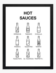 Spicy Sauce Lineup Art Print - Black