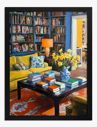 Cozy Book Nook Retreat Art Print - Black