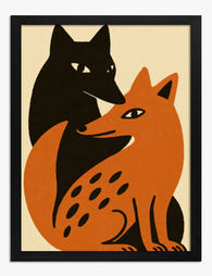 Fox Duo Harmony Art Print Black