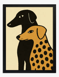 Charming Canine Duo Art Print Black