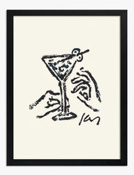Martini Line Sketch Art Print Black