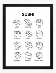 Sushi Delight Art Print - Black