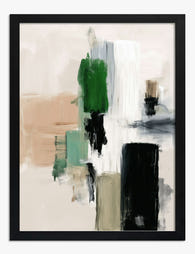 Urban Green Abstract Art Print Black