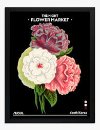 Seoul Night Blooms Art Print Black