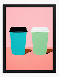Morning Coffee Pop Art Print Black