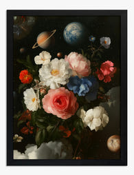 Cosmic Blooms Art Print - Black