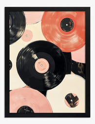 Retro Vinyl Vibes Art Print - Black