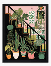 Eclectic Botanical Stairway Art Print - Black