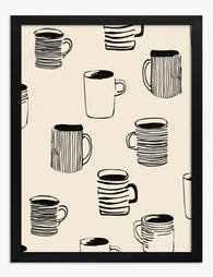 Playful Mug Sketches Art Print Black