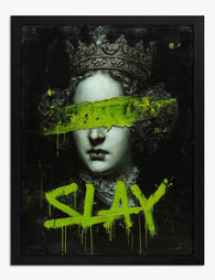 Neon Royal Graffiti Queen Art Print Black