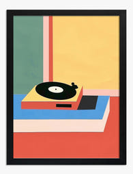 Retro Vinyl Vibes Art Print Black