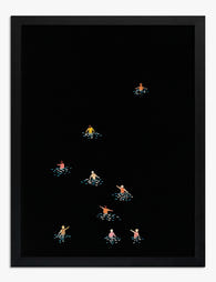 Night Swimmers Gathering Art Print - Black