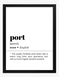 Port Wine Definition Typography Art Print Black