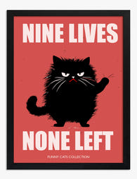 Grumpy Cat, Zero Lives Left Art Print - Black