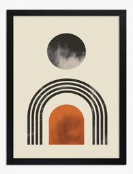 Retro Arch Minimal Art Print - Black